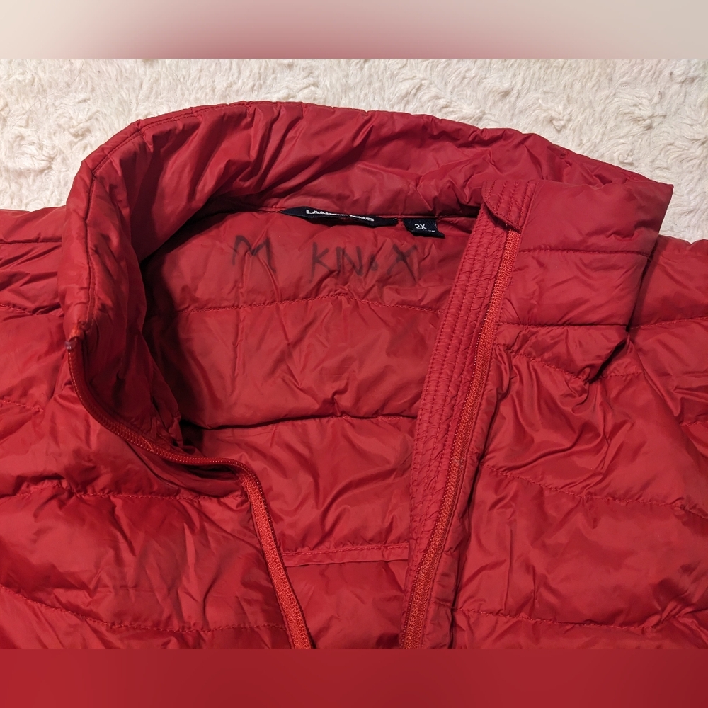 Lands' End Bright Red Lightweight Down Filled Puffer Jacket sz 2X - Picture 6 of 13
